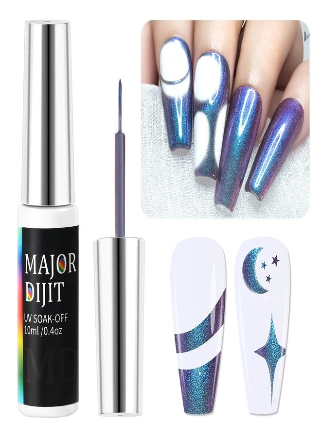 Major Dijit Gel Liner Art Polish 10ml, Chameleon Chrome Design Paint with Thin Brush in Bottle for French Tips Manicure Painting DIY at Home (11) - Image 1