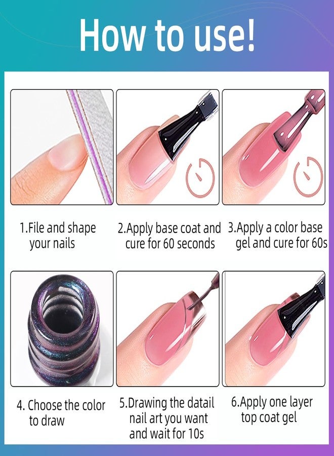 Major Dijit Gel Liner Art Polish 10ml, Chameleon Chrome Design Paint with Thin Brush in Bottle for French Tips Manicure Painting DIY at Home (11) - Image 3