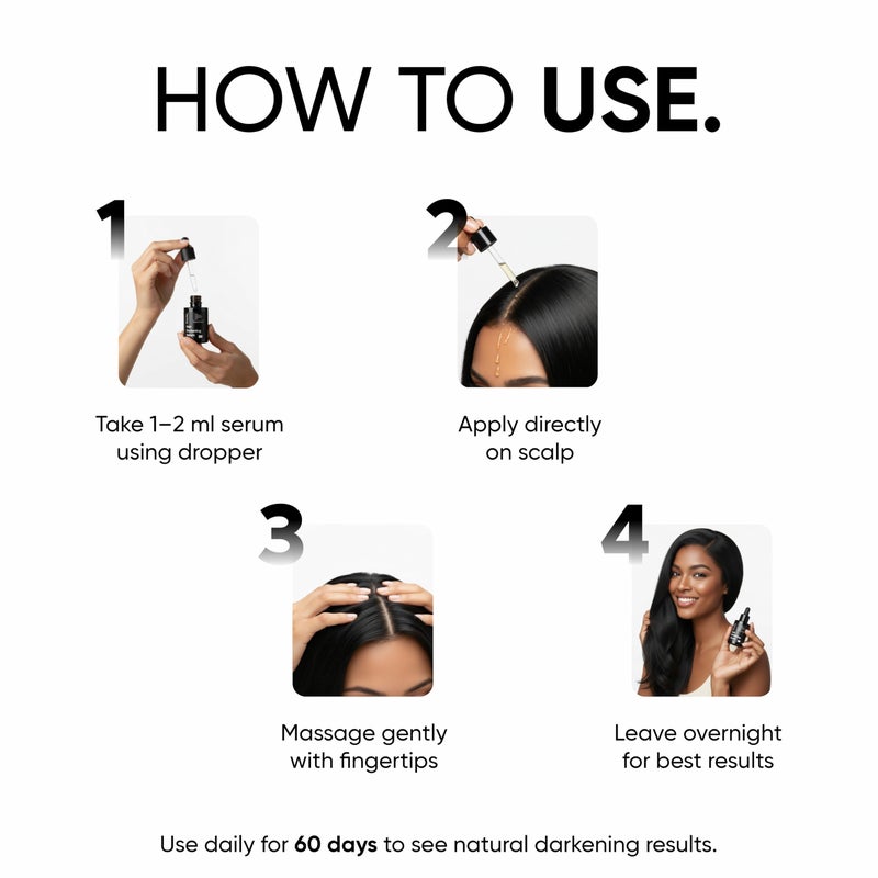 Masofta Anti Gray Hair Darkening Serum | Reverses & Limits Hair & Beard Greying | Promotes Shinier Hair | With Arcolys, Melano Gray, Biotin & Bhringraj For Both Men & Women, 50ML - Image 5