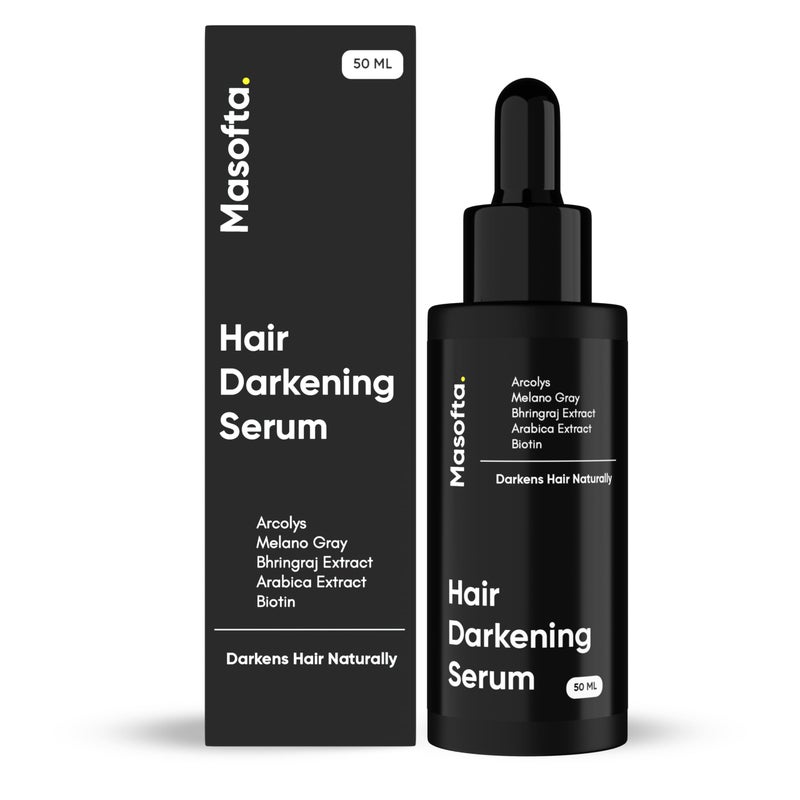 Masofta Anti Gray Hair Darkening Serum | Reverses & Limits Hair & Beard Greying | Promotes Shinier Hair | With Arcolys, Melano Gray, Biotin & Bhringraj For Both Men & Women, 50ML - Image 1