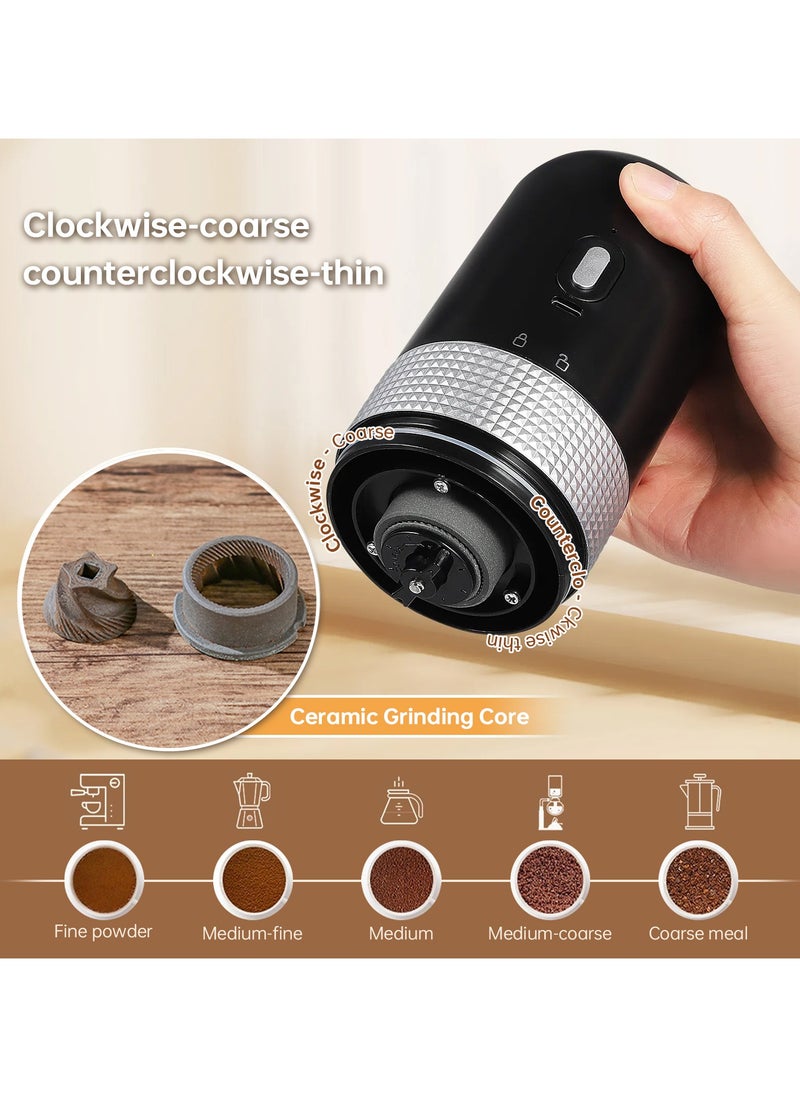Perfin Portable Electric Coffee Grinder with Coffee Spoon, Adjustable 8 Grind Seting Conical Burr Coffee Mill, 25g Bean barn  - Image 4