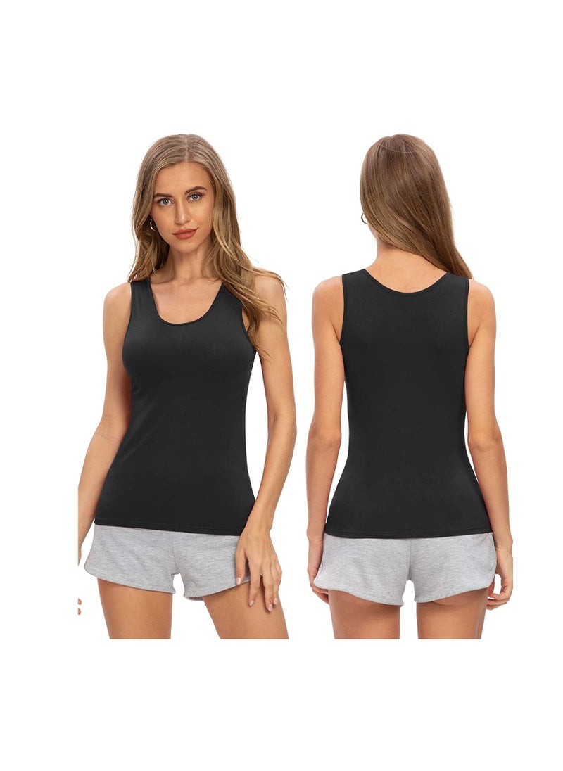 Mesery - Mesery Bundle Of (2) Cotton Stretch Plain Tank Tops - Black - Image 1