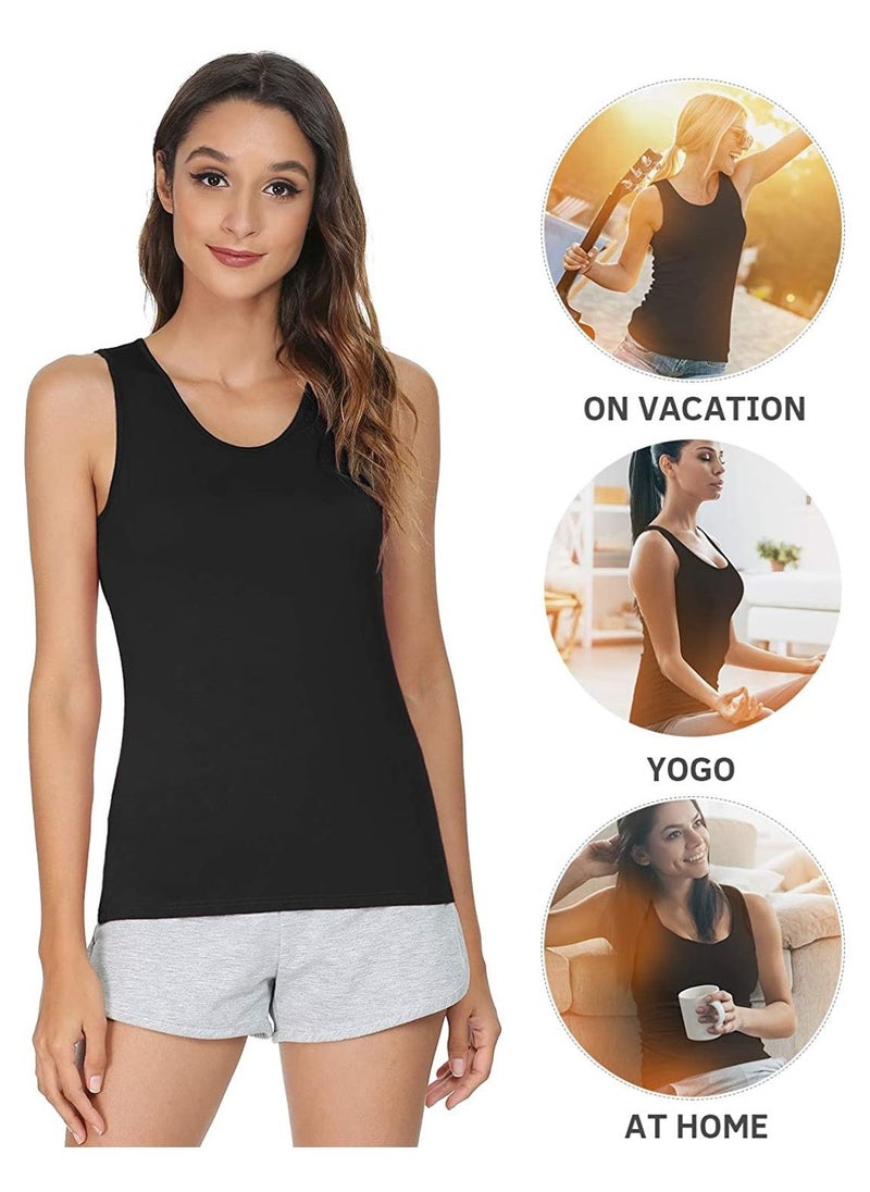 Mesery - Mesery Bundle Of (2) Cotton Stretch Plain Tank Tops - Black - Image 1
