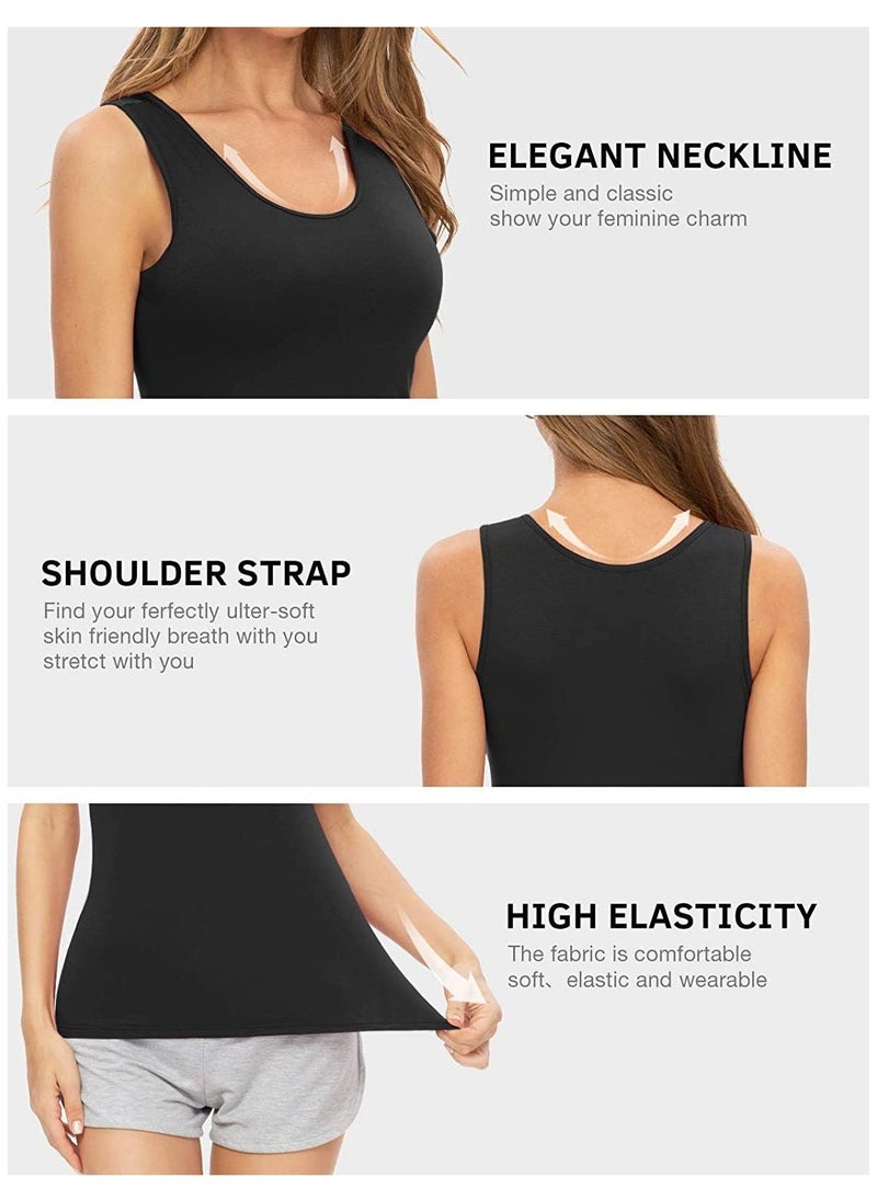 Mesery - Mesery Bundle Of (2) Cotton Stretch Plain Tank Tops - Black - Image 1