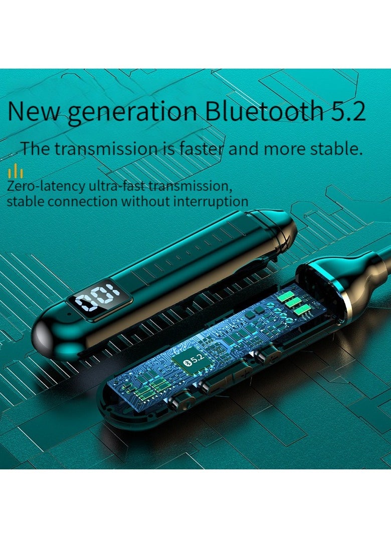 Generic - Digital display neck-worn wireless bluetooth headset multi-functional large-capacity semi-in-ear sports stereo hanging neck headset - Image 1