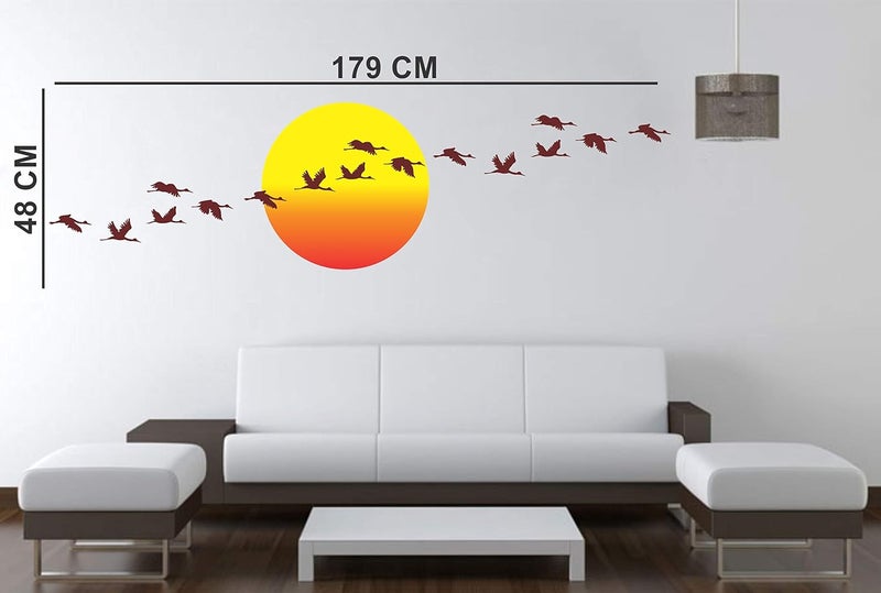 WalltechSet of 2 Wall Sticker Dream Girl and Sunrise with Flying Birds Wall Sticker - Image 3