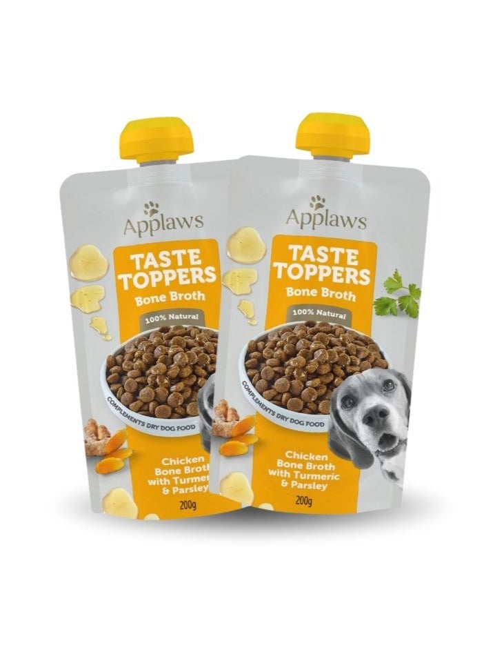 آبلاوس طعام الكلاب الرطب من أبلوز تيست توبرز، مرق عظام الدجاج مع الكركم والبقدونس، 200 غرام - طعام طبيعي للكلاب - Image 1