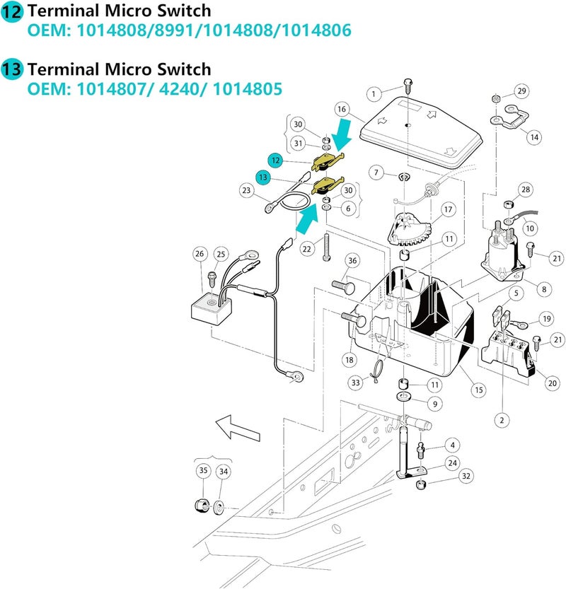 10 ال 0 ال مفتاح صغير لعربة الغولف 10L0L 2/3 سنون 1014807 1014808 لسيارة النادي DS Precedent - Image 3