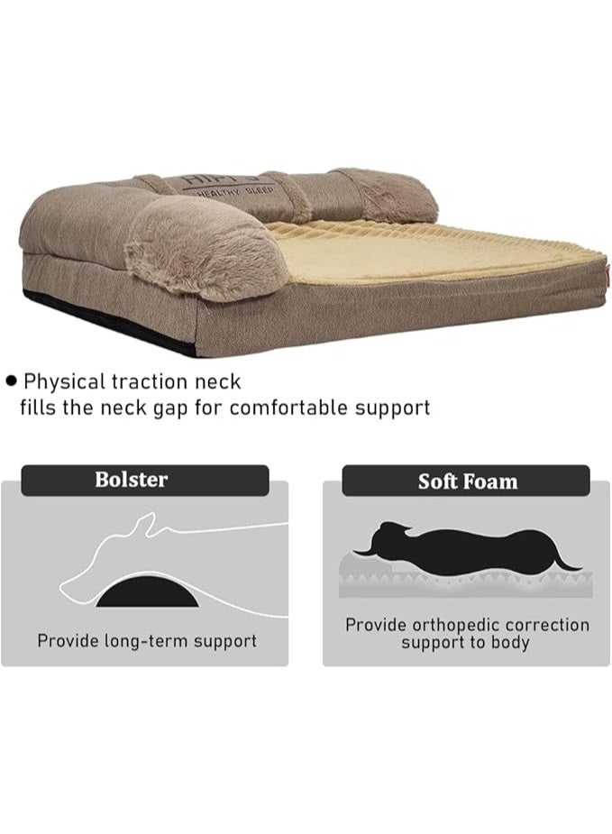 أن ان سي بيتس سرير للكلاب - وسادة أريكة قابلة للغسل للكلاب الصغيرة والمتوسطة الحجم مع إسفنج ميموري فوم - سرير مريح للحيوانات الأليفة مع جوانب داعمة وغطاء وقاعدة مضادة للانزلاق - Image 3