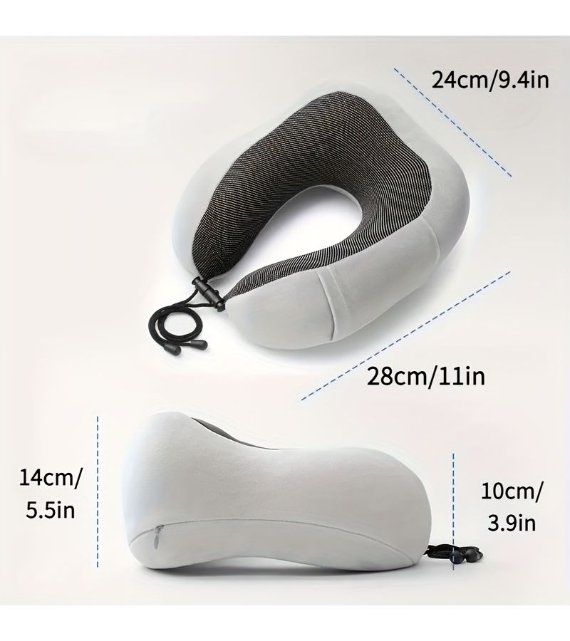 Black U Shaped Travel Neck Pillow Portable Removable Washable For Airplane Home Napping Adult Headrest - Image 3