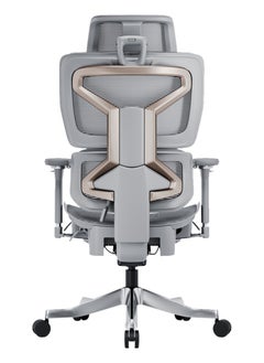 AFTERWORK AFTERWORK Omnix Super Ergonomic Gaming Chair with Hidden Footrest, 3D Adjustable Headrest, 4D Armrests, Adjustable Lumbar, Seat Slider, and 4-Position Tilt Lock – Grey & Silver Grey  - Image 1