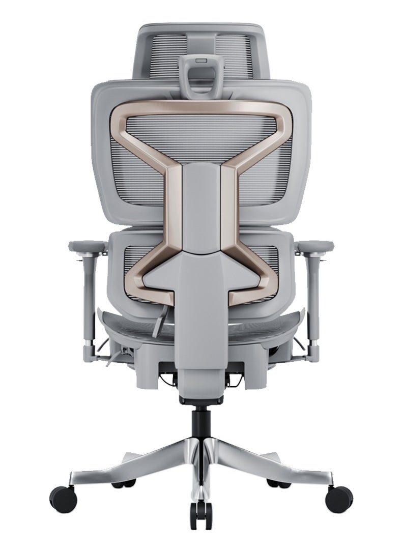 AFTERWORK - AFTERWORK Omnix Super Ergonomic Gaming Chair with Hidden Footrest, 3D Adjustable Headrest, 4D Armrests, Adjustable Lumbar, Seat Slider, and 4-Position Tilt Lock – Grey & Silver Grey - Image 1