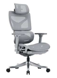 AFTERWORK AFTERWORK Omnix Super Ergonomic Gaming Chair with Hidden Footrest, 3D Adjustable Headrest, 4D Armrests, Adjustable Lumbar, Seat Slider, and 4-Position Tilt Lock – Grey & Silver Grey  - Image 3