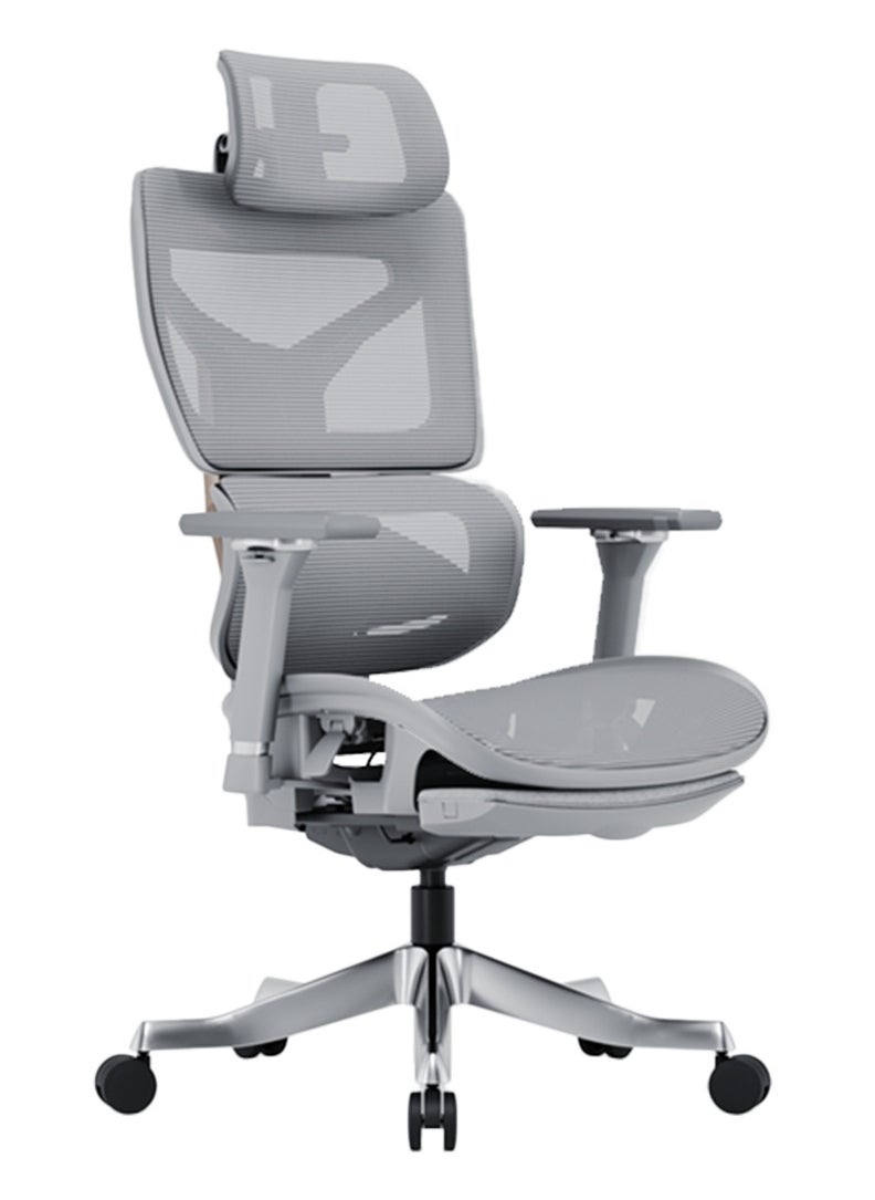 AFTERWORK - AFTERWORK Omnix Super Ergonomic Gaming Chair with Hidden Footrest, 3D Adjustable Headrest, 4D Armrests, Adjustable Lumbar, Seat Slider, and 4-Position Tilt Lock – Grey & Silver Grey - Image 1