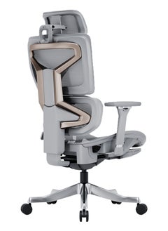 AFTERWORK AFTERWORK Omnix Super Ergonomic Gaming Chair with Hidden Footrest, 3D Adjustable Headrest, 4D Armrests, Adjustable Lumbar, Seat Slider, and 4-Position Tilt Lock – Grey & Silver Grey  - Image 2