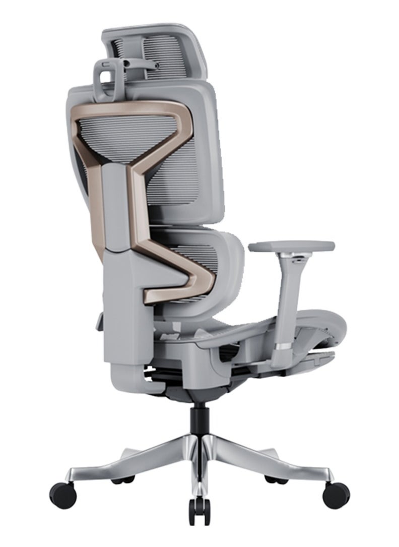 AFTERWORK - AFTERWORK Omnix Super Ergonomic Gaming Chair with Hidden Footrest, 3D Adjustable Headrest, 4D Armrests, Adjustable Lumbar, Seat Slider, and 4-Position Tilt Lock – Grey & Silver Grey - Image 1