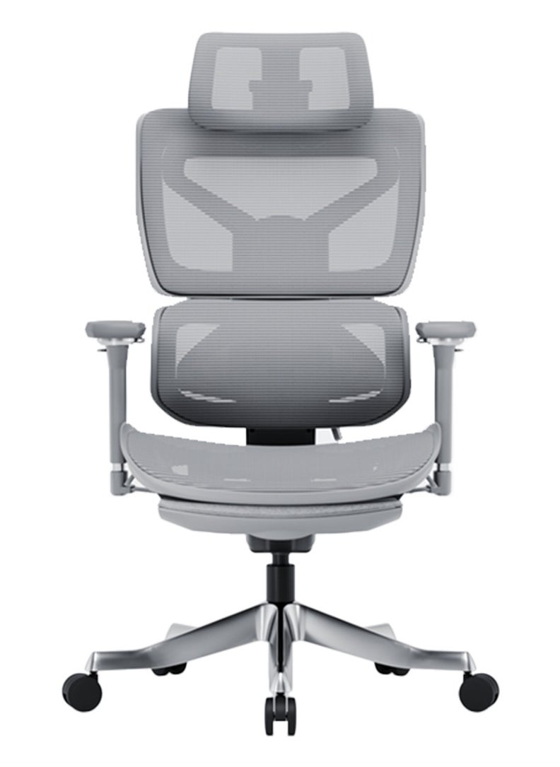 AFTERWORK - AFTERWORK Omnix Super Ergonomic Gaming Chair with Hidden Footrest, 3D Adjustable Headrest, 4D Armrests, Adjustable Lumbar, Seat Slider, and 4-Position Tilt Lock – Grey & Silver Grey - Image 1