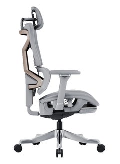 AFTERWORK AFTERWORK Omnix Super Ergonomic Gaming Chair with Hidden Footrest, 3D Adjustable Headrest, 4D Armrests, Adjustable Lumbar, Seat Slider, and 4-Position Tilt Lock – Grey & Silver Grey  - Image 5