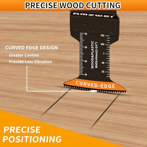 AMZWEI 100PCS Oscillating Tool Blades, Titanium & HCS Oscillating Saw Blades for Metal/Wood/Plastic Cutting, Curved Edge Multi Tool Blades Compatible with Dewalt, Milwaukee, Dremel, Ryobi, Rockwell - Image 4