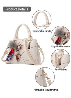 Yolu Ribbon Fur Ball Crossbody Bag, Women Leather Satchel Handbags  - Image 2