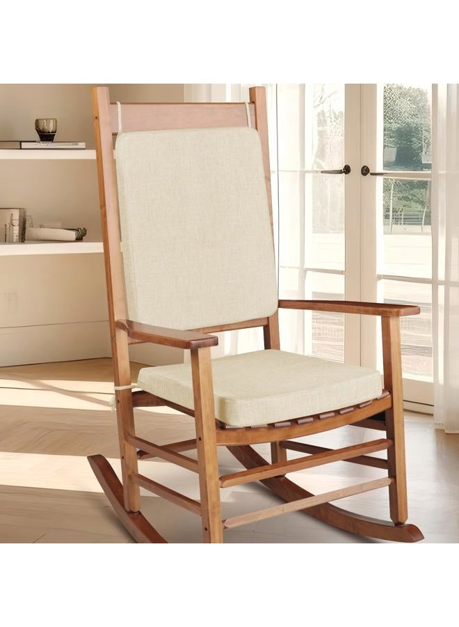FlyGulls Rocking Chair Cushion Set with Machine Washable Cover Non-Slip Rocking Chair Cushions Indoor Seat and Back Pads with Ties 1 Pack, 2 Piece Set, 20"x 17"x 2" (Ivory) - Image 1