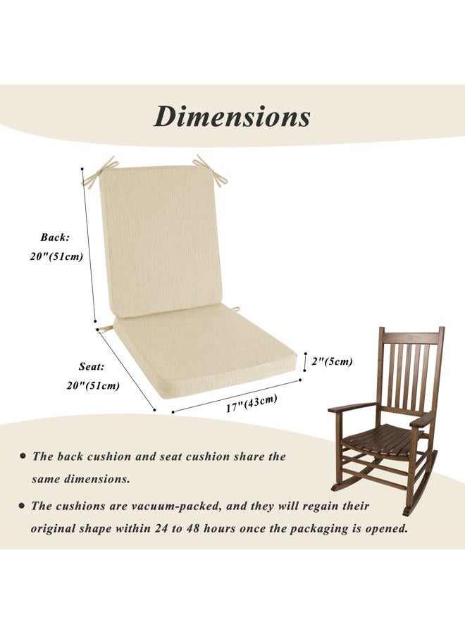 FlyGulls Rocking Chair Cushion Set with Machine Washable Cover Non-Slip Rocking Chair Cushions Indoor Seat and Back Pads with Ties 1 Pack, 2 Piece Set, 20"x 17"x 2" (Ivory) - Image 2