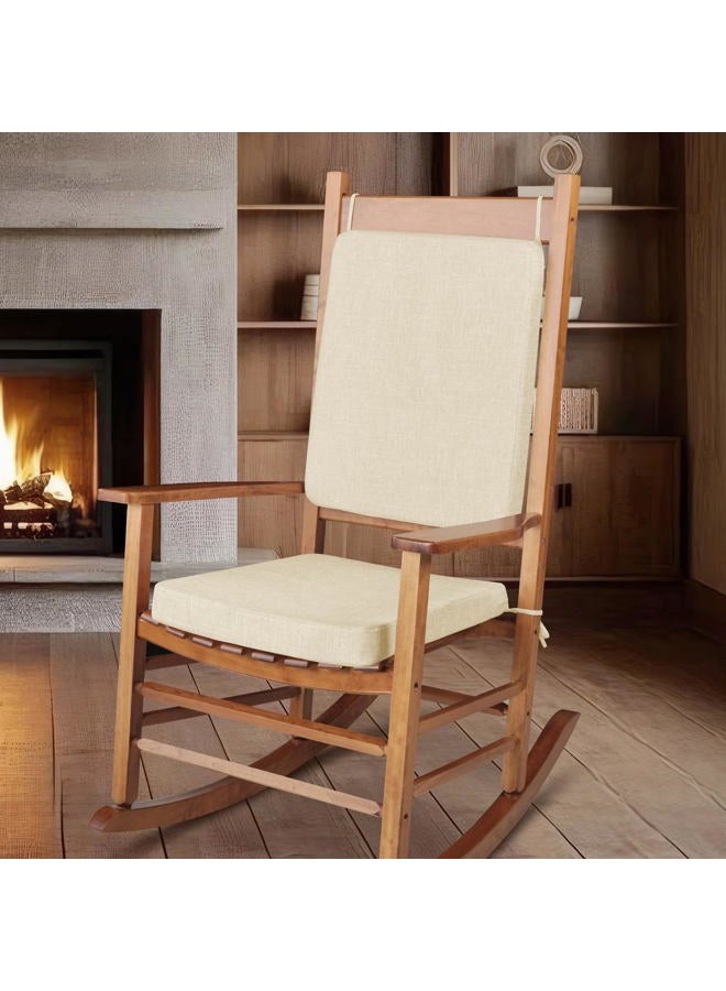 FlyGulls Rocking Chair Cushion Set with Machine Washable Cover Non-Slip Rocking Chair Cushions Indoor Seat and Back Pads with Ties 1 Pack, 2 Piece Set, 20"x 17"x 2" (Ivory) - Image 5