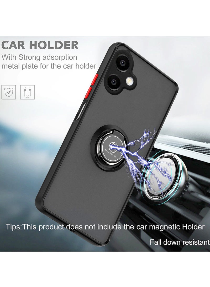 Wtech Samsung Galaxy A06 4G 2024 Finger Grip Magnetic Hold Kickstand Ring Finger With Built-In Iron Case Cover - Black - Image 3