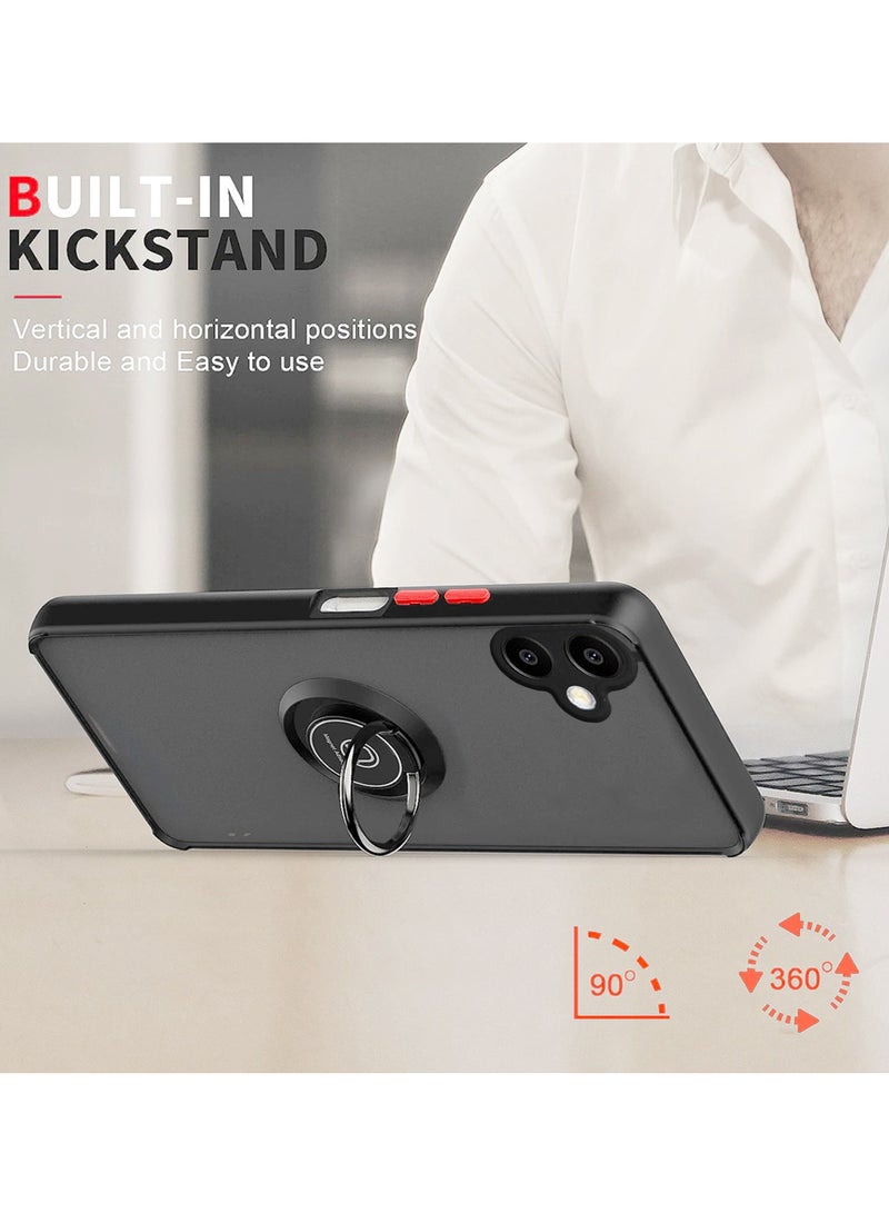 Wtech Samsung Galaxy A06 4G 2024 Finger Grip Magnetic Hold Kickstand Ring Finger With Built-In Iron Case Cover - Black - Image 5