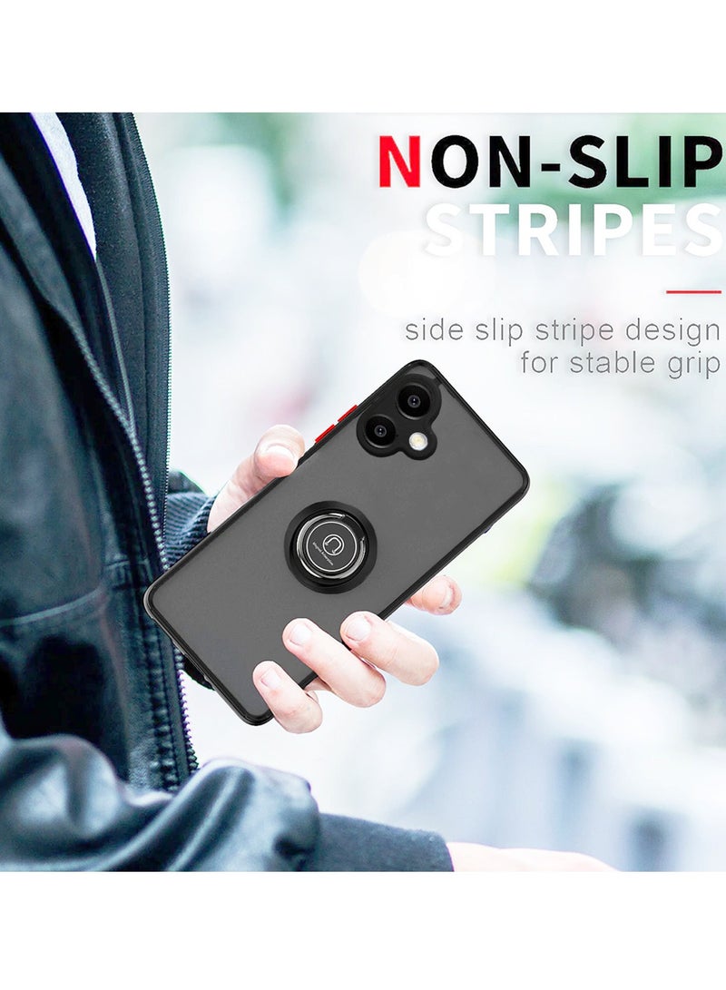 Wtech Samsung Galaxy A06 4G 2024 Finger Grip Magnetic Hold Kickstand Ring Finger With Built-In Iron Case Cover - Black - Image 2