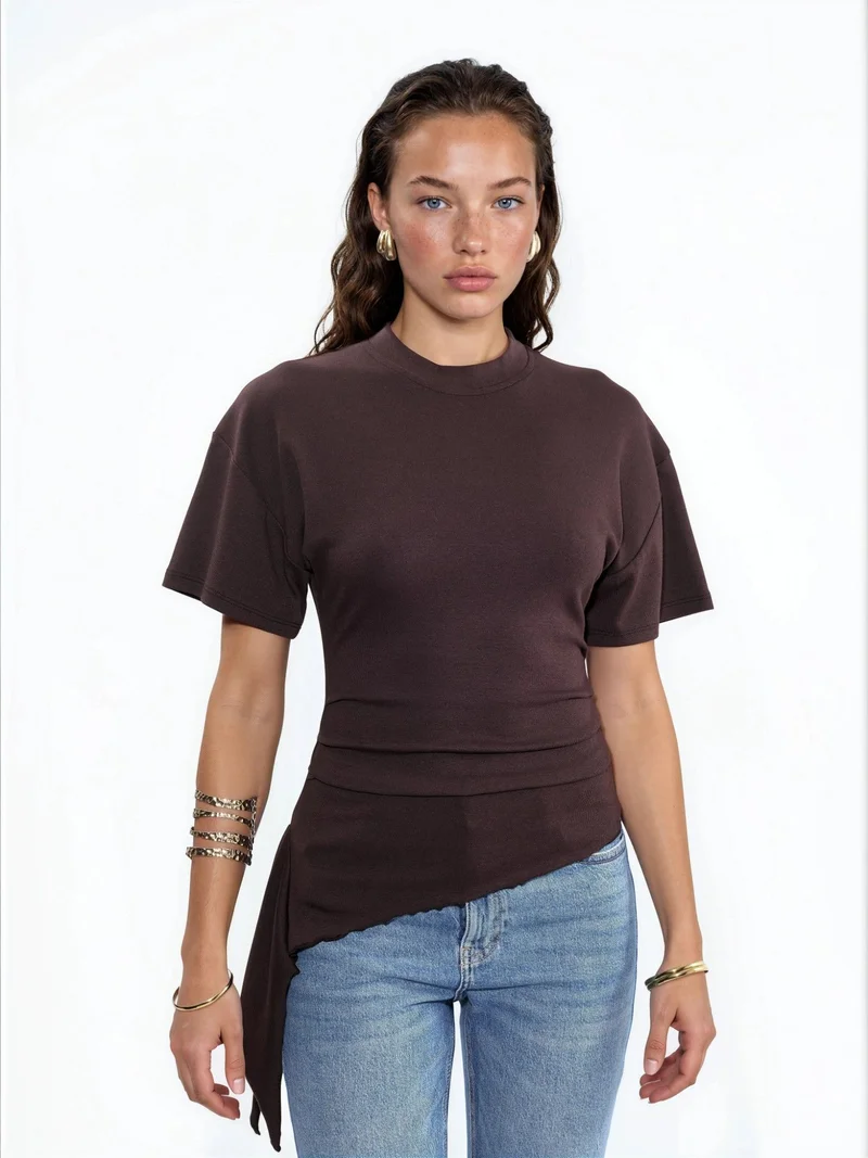 بوسيم BUSEM Oversized Crew Neck Drape Blouse