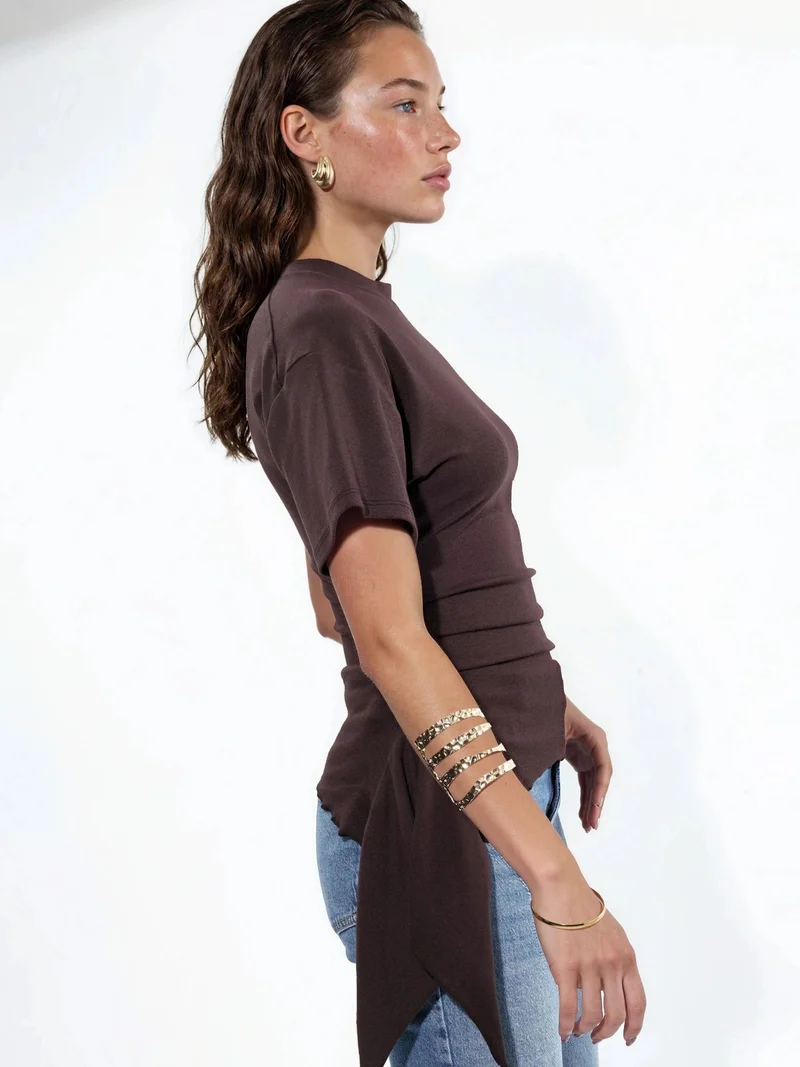 بوسيم BUSEM Oversized Crew Neck Drape Blouse