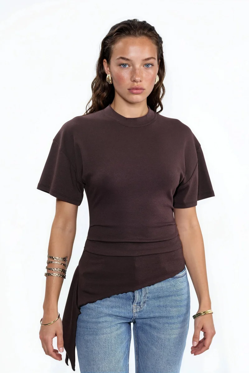 BUSEM Oversized Crew Neck Drape Blouse