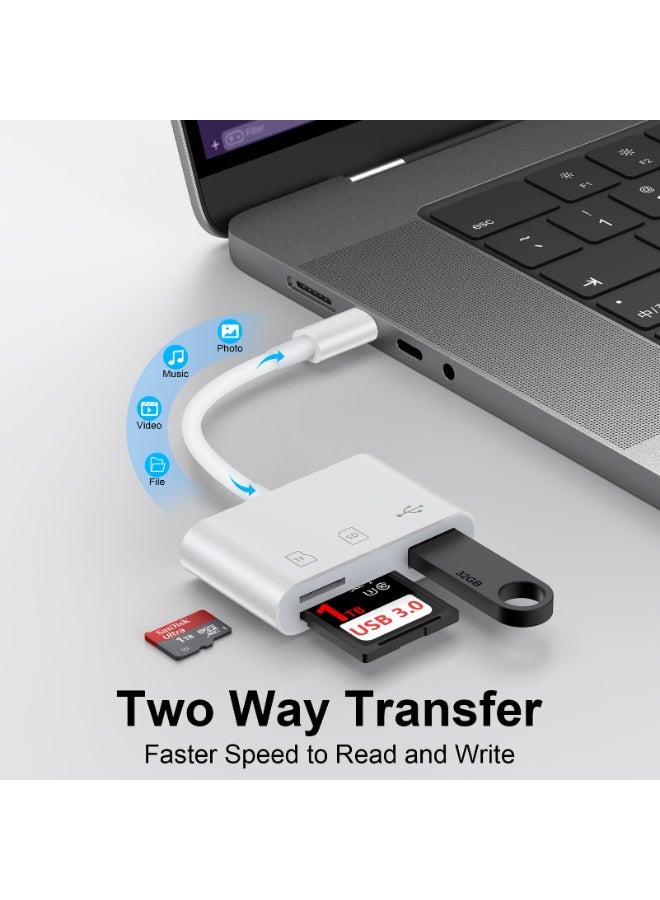 بابونا قارئ بطاقات SD متعدد الوظائف 3 في 1 بمنفذ USB-C، قارئ بطاقات من النوع C لأجهزة USB-C، محول بطاقات TF يدعم القراءة والكتابة المزدوجة، محول بطاقات ذاكرة USB-C/النوع C لأجهزة iMac - Image 4