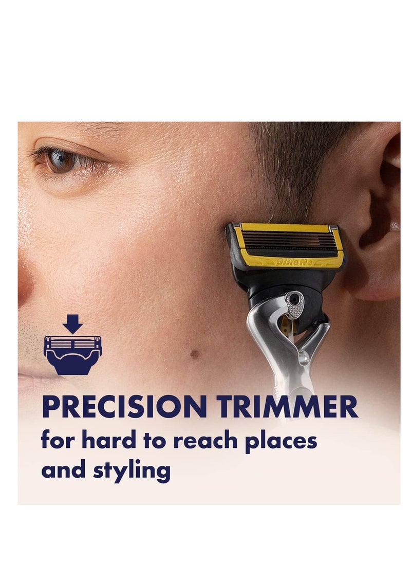 Gillette ProGlide Shield Men's Razor, 5 Bladed Razor, with Precision Trimmer, Comfortglide Lubrication, Glide and Comfort, Handle + 4 Blade Refills, Holiday Gifts for Men