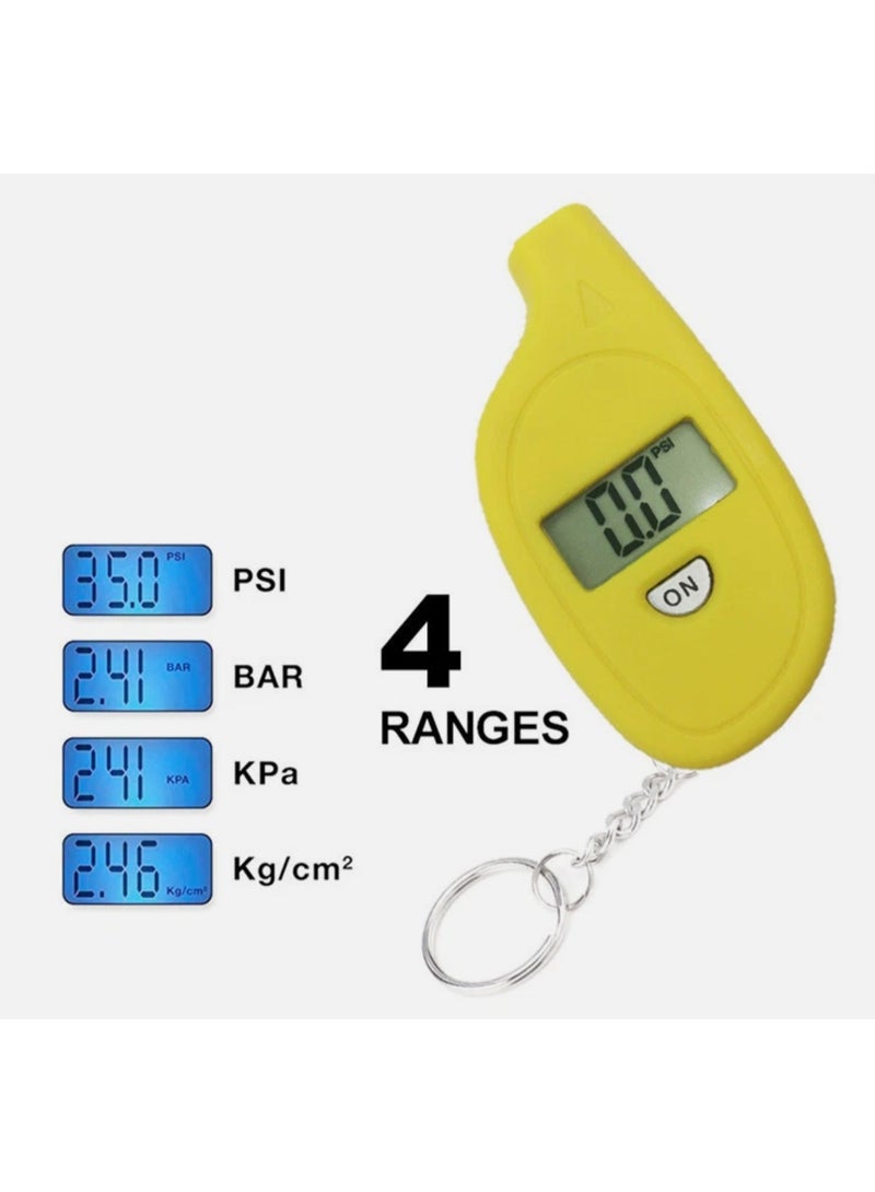 جهاز قياس ضغط الهواء على شكل سلسلة مفاتيح صغيرة، 2-150 رطل/بوصة مربعة، كيلوباسكال/بار/سم²، شاشة LCD رقمية، أداة فحص ضغط إطارات السيارة - Image 1