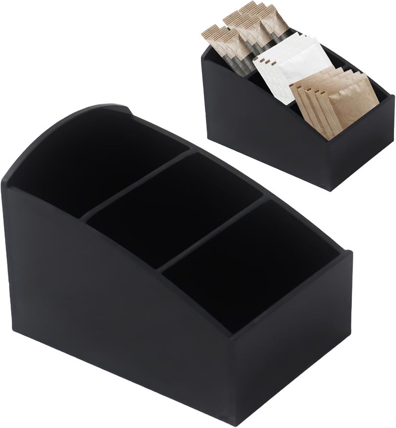 Klmnop 2 Pcs Acrylic Coffee Bar Sugar Packet Holder, Sugar Caddy Storage Container, Drink Packet Organizer for Coffee Pod, Tea Bag Storage Box(Black) - Image 1