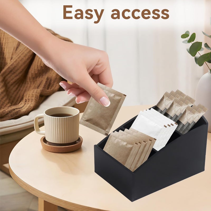 Klmnop 2 Pcs Acrylic Coffee Bar Sugar Packet Holder, Sugar Caddy Storage Container, Drink Packet Organizer for Coffee Pod, Tea Bag Storage Box(Black) - Image 4