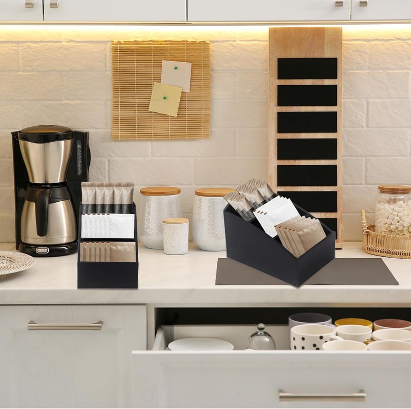 Klmnop 2 Pcs Acrylic Coffee Bar Sugar Packet Holder, Sugar Caddy Storage Container, Drink Packet Organizer for Coffee Pod, Tea Bag Storage Box(Black) - Image 5