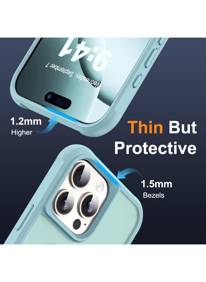 جراب مغناطيسي لهاتف iPhone 16 Pro Max مع حامل حلقي، [حماية من السقوط حتى 10 أقدام] [ملمس مخملي] جراب هاتف نحيف شفاف غير لامع مقاوم للصدمات لهاتف iPhone 16 Pro Max مقاس 6.9 بوصة، أزرق فاتح - Image 5