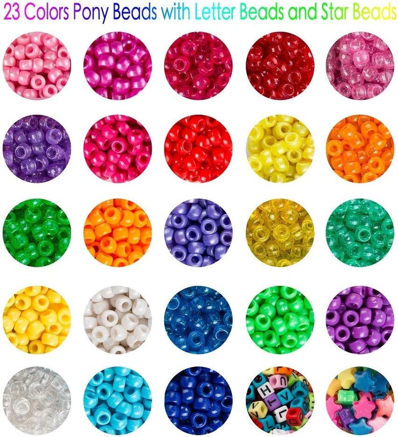 Inscraft طقم خرز بوني من إنسكريفت، 3300 قطعة 9 مم بـ 23 لون مع تصميمات حروف ونجوم، خيط مرن لصنع المجوهرات والأساور - Image 2