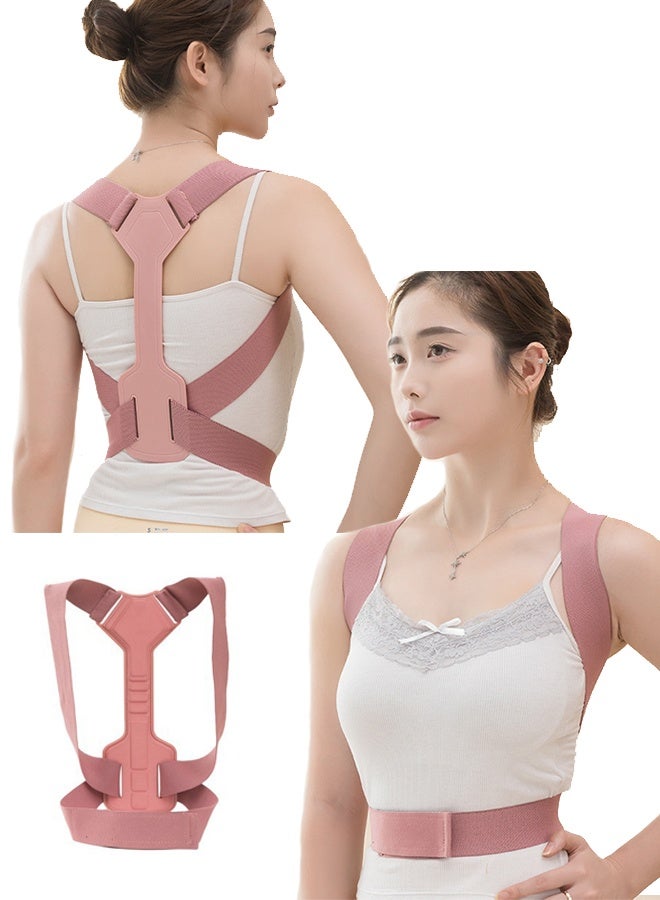 Generic Posture Corrector for Women: Adjustable Lightweight Upper Back Brace for Neck Shoulder & Upper Back Pain Relief - Improve Posture Correct Hunchback Slouching Kyphosis Invisible Under Clothes (Pink, M) - Image 1
