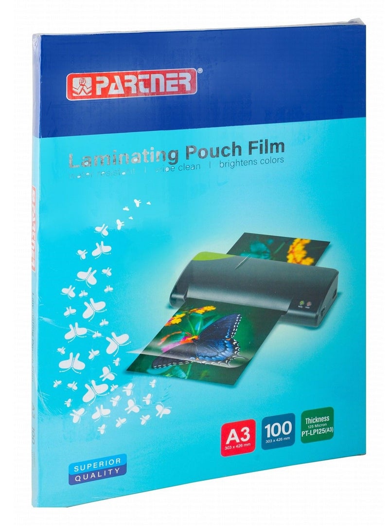 PARTNER 100-Piece A3 Size Lamination Pouches 125 Micron Thickness  - Image 1