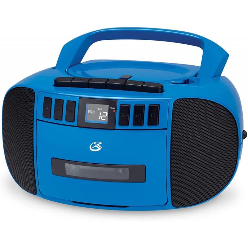 GPX BCA209BU Portable AmFM Boombox with CD and Cassette Player Blue