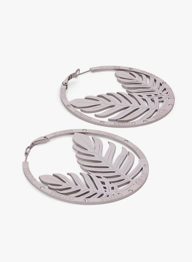 GUESS Double Leaves Hoop Earrings - Image 2