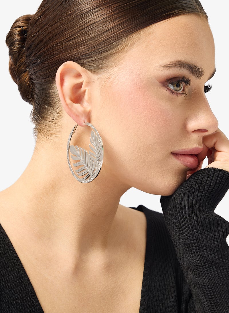 GUESS Double Leaves Hoop Earrings - Image 4