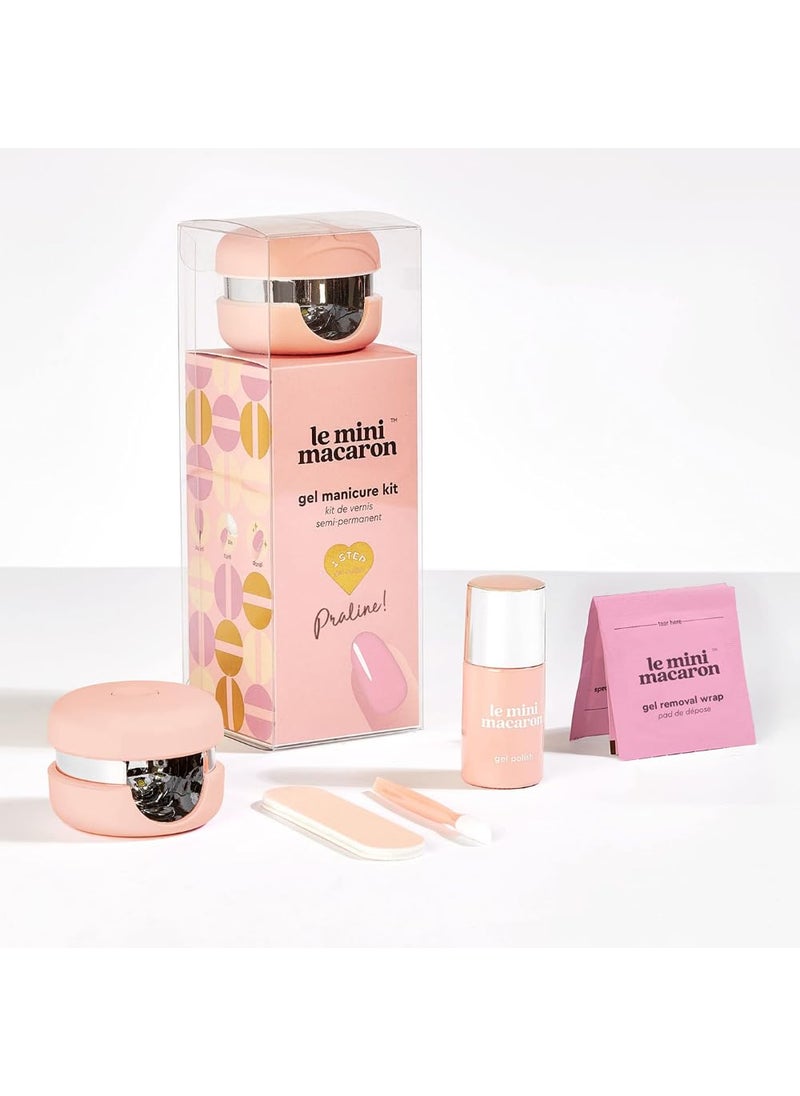 le mini macaron - Le Mini Macaron DIY Gel Manicure Kit | Gel Nail Polish Kit w/ LED Nail Dryer Lamp, 1 Gel Polish, Cuticle Stick, Nail File, & Remover Wraps, Praline (Praline) - Image 1