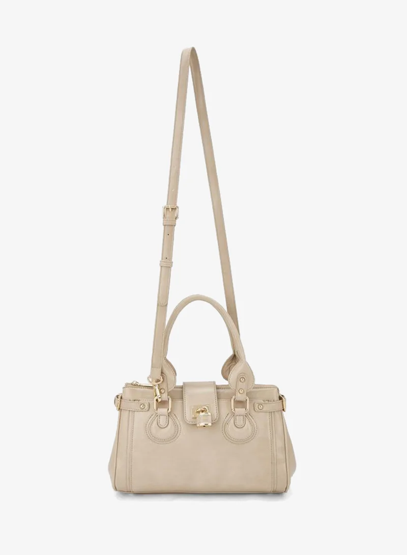 Celeste BEIGE Solid Tote Bag With Detachable Strap for Women | Best Price UAE