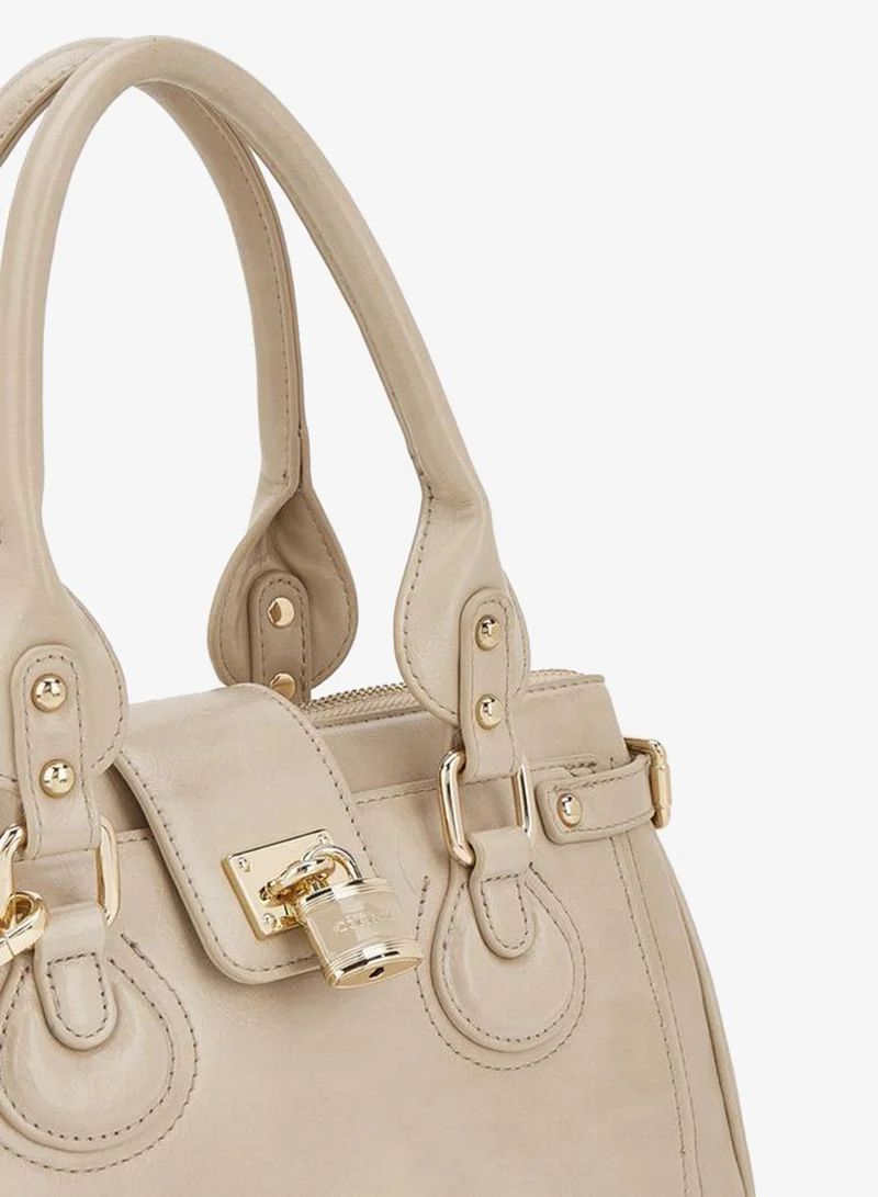 Celeste BEIGE Solid Tote Bag With Detachable Strap for Women | Best Price UAE