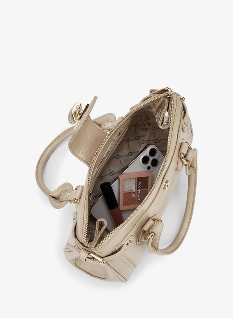 Celeste BEIGE Solid Tote Bag With Detachable Strap for Women | Best Price UAE